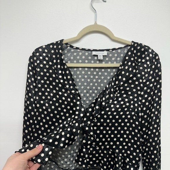 Topshop satin jacquard bias maxi skirt and top in mono polka dot - SET - Picture 15 of 16